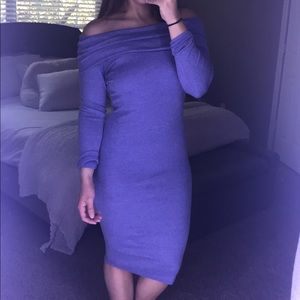 Blue off shoulder dress